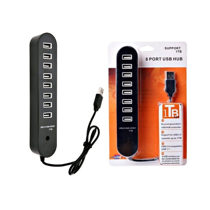 HUB USB 2.0 8 Portas Alta Velocidade para dispositivos USB Laptop PC computador 601113