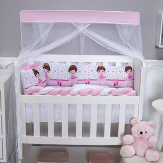 Kit Protetor Mini Berço Safari 08 Peças Menino e Menina e Outros Modelos Com Trança e Lateral