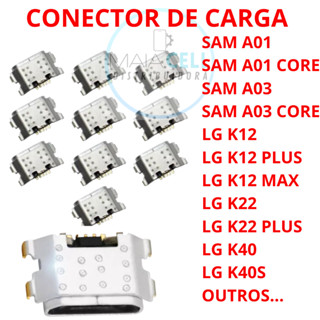 kit 10 peças conector carga usb v8 a01 a01 core a03 a03 core k12 k12 plus k12 prime k40 k40s A01 Q60 K22 K22 PLUS