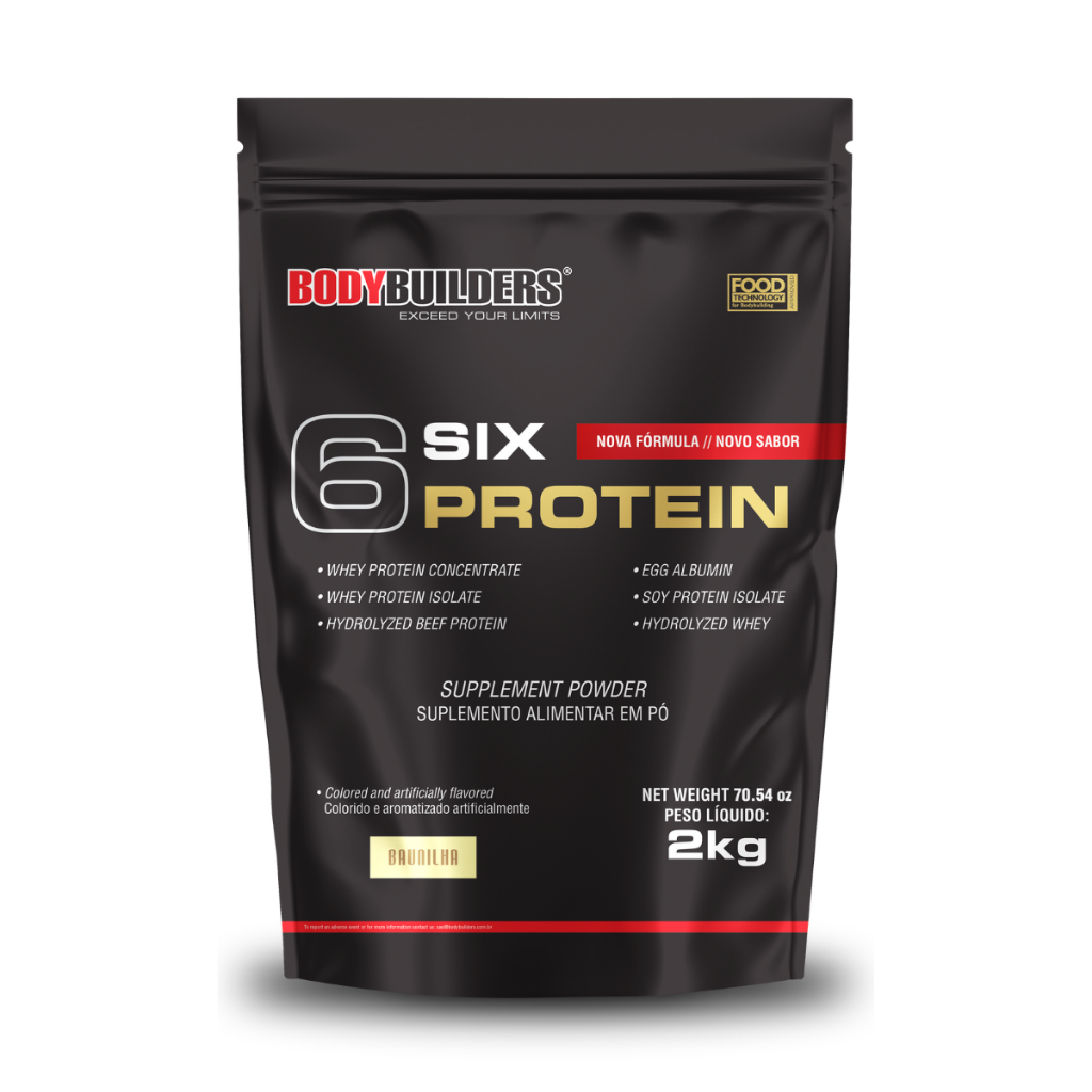 Whey Protein Concentrado 6 Six Protein 2kg Para Ganho de Massa Muscular Magra e Força Muscular – Bodybuilders
