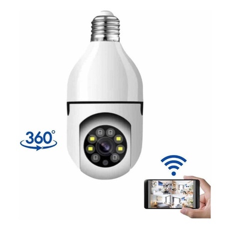 Câmera De Segurança Wifi  Sem Fio 360 Com Encaixe Bocal De Lâmpada , Full HD Com Visão Noturna - JT-8177 SUPERCASA