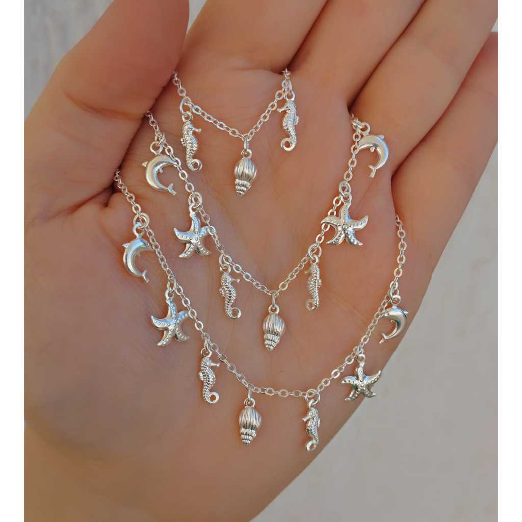 Choker Tornozeleira Pulseira Fundo do Mar em Prata 925 em Oferta na Shopee