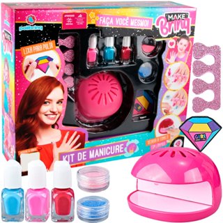 Kit Manicure Infantil Esmalte Lixa Separador Unhas Polibrinq