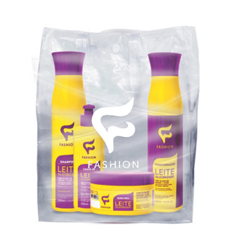 Kit Capilar Leite Siliconizado 4 Produtos Bolsinha Fashion