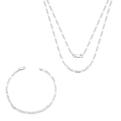 Conjunto Corrente e Pulseira Grumet 3x1 70cm 3mm Prata 925