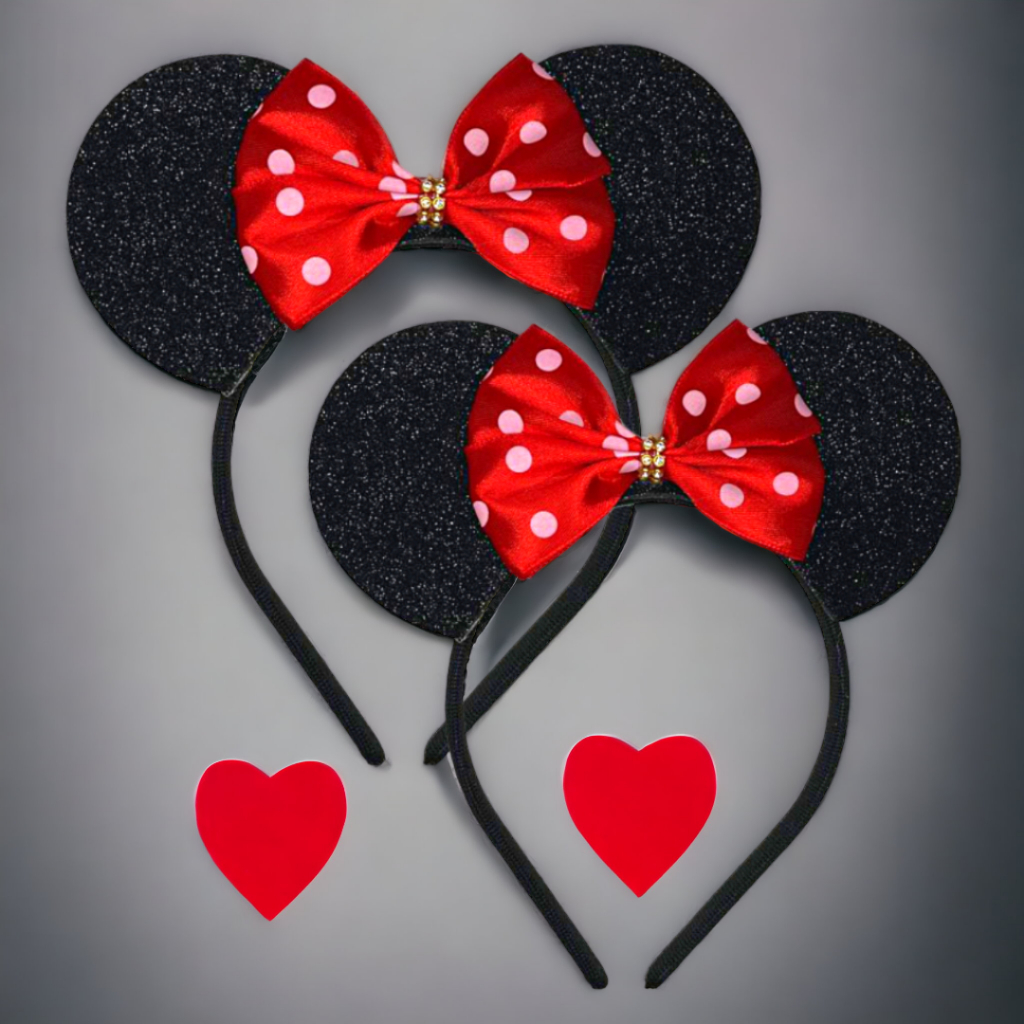 2 Unidades TIARA MINNIE MOUSE Orelha Laço Vermelho Infantil Ou Adulto