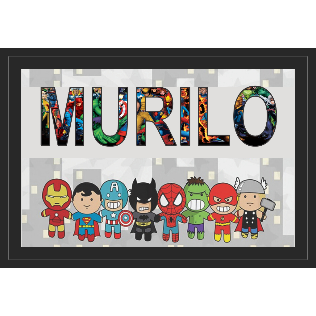 Quadro Decorativo-1 peça herois-personalizado com seu nome-20x30cm em Oferta na Shopee