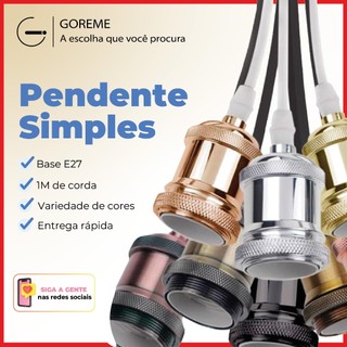 Pendente Antigo Vintage Rustico Decorativo E27 LED A1 1M VERDE | PRETO | VERMELHO | DOURADO | PRATA em Oferta na Shopee