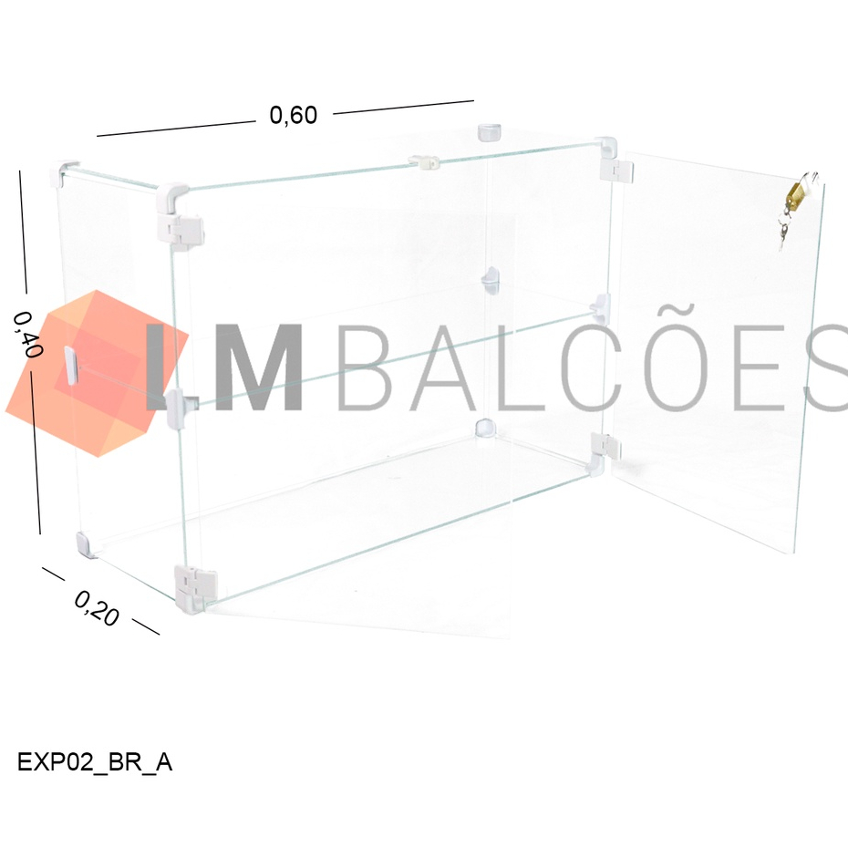 Expositor com Porta e Cadeado - 0,60 x 0,40 x 0,20 M - Branco