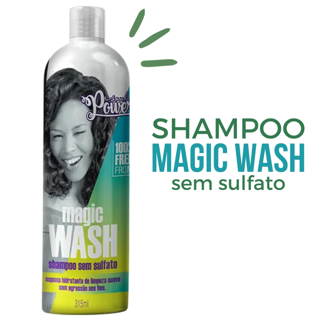 Shampoo Sem Sulfato Limpeza Suave E Profunda Anti Ressecamento Soul Power Magic Wash 315ml