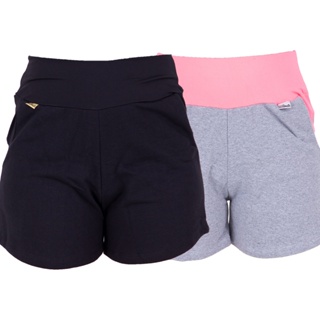 KIT 2 Short Feminino Moletom Algodão Sonic Cós Alto em Oferta na Shopee
