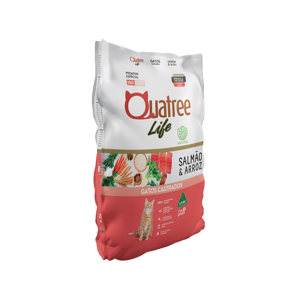 Ração Quatree Life Gato Castrado Salmão e Arroz 10,1 kg