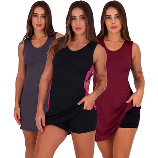 KIT 3 Vestidos Beach Tennis Dry Fit com Short Bolsos em Oferta na Shopee