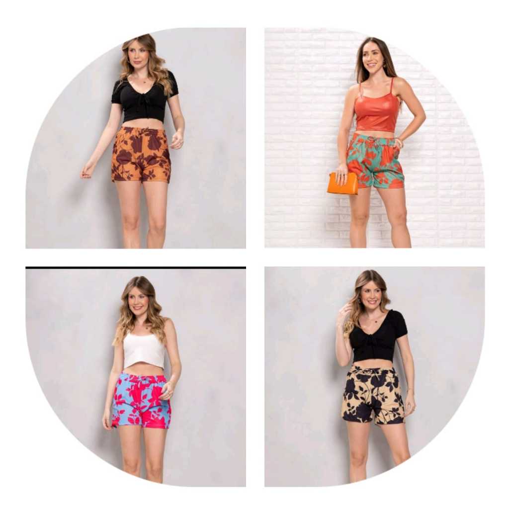 Shorts casual moda verão flor india cod507 em Oferta na Shopee
