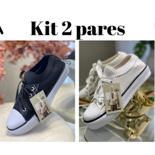 Tênis Feminino Star Meia Kit 2 Pares All Casual Promoção Atacado Envio Imediato Casual Confortavel 2022