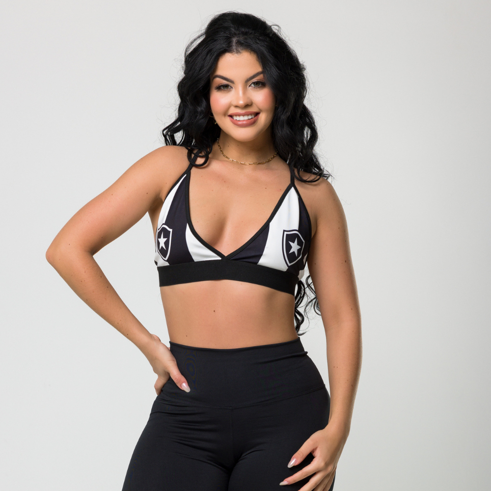 Top Feminino Decotado Fitness Decotado Strappy Costas Nua Poliéster Times Brasileirão (JOJO)