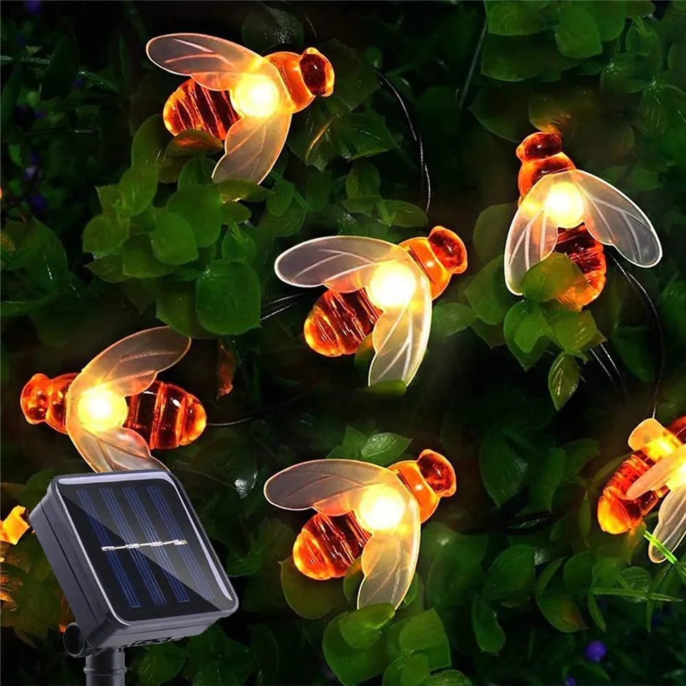 Luminária Solar Abelhas de Led Para Jardim Enfeite Para Casamento Festa do Patio