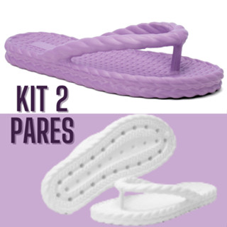 Kit 2 Pares Chinelo Nuvem EVA Trança Neon Antiderrapante Piscina E Banho Forma Grande