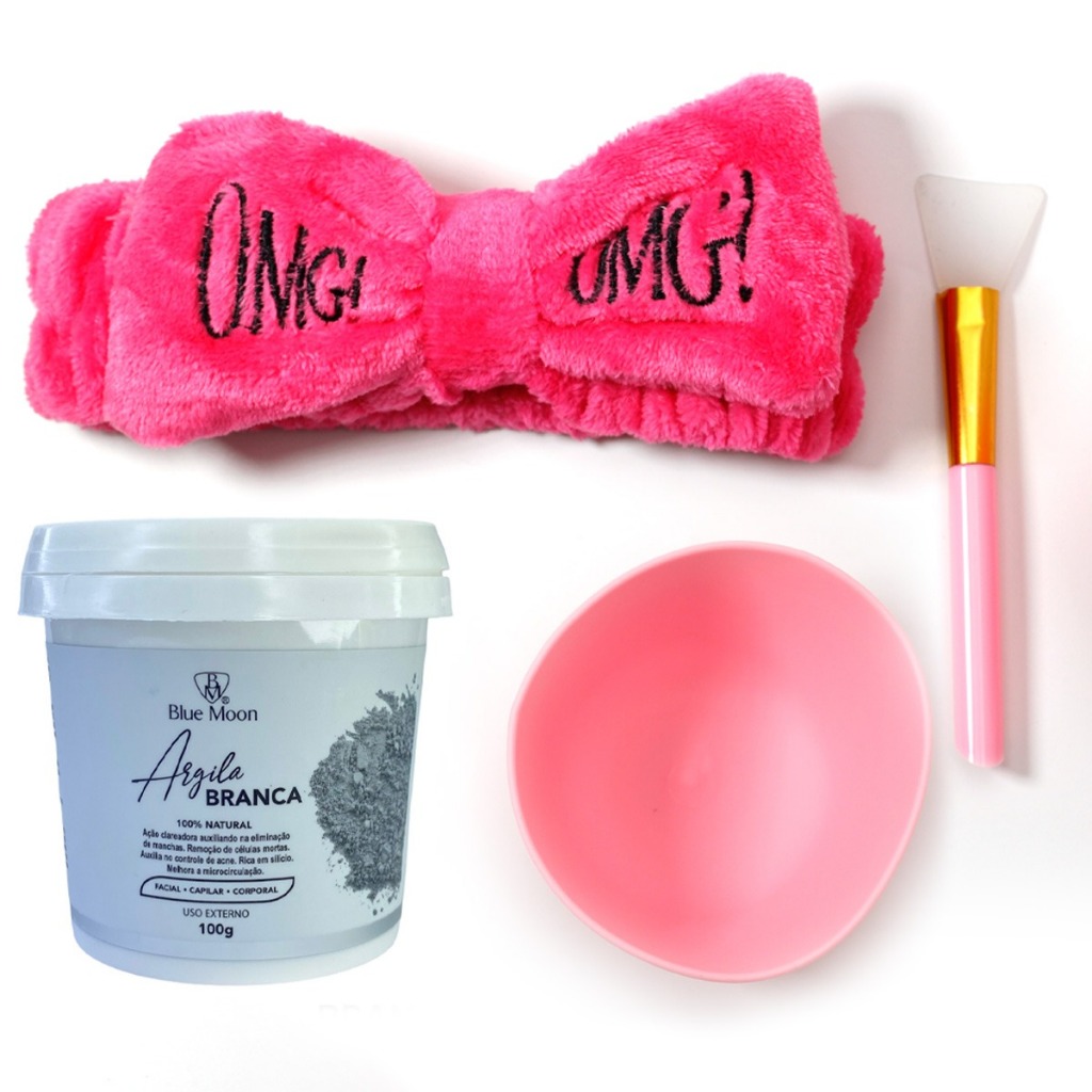 Argila Facial corporal e capilar faixa de cabelo para Maquiagem e Tigela de Silicone com Espátula em Oferta na Shopee