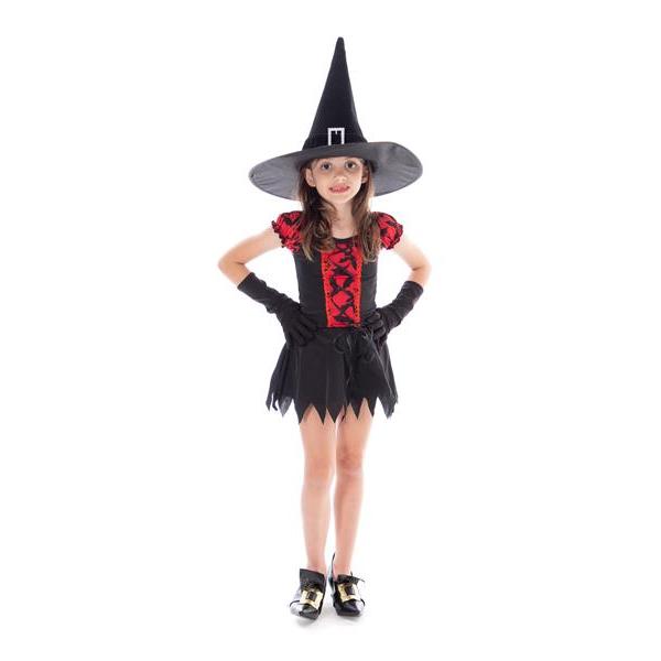 Fantasia Bruxa Morceguinho Infantil Com Chapeu E Luvas