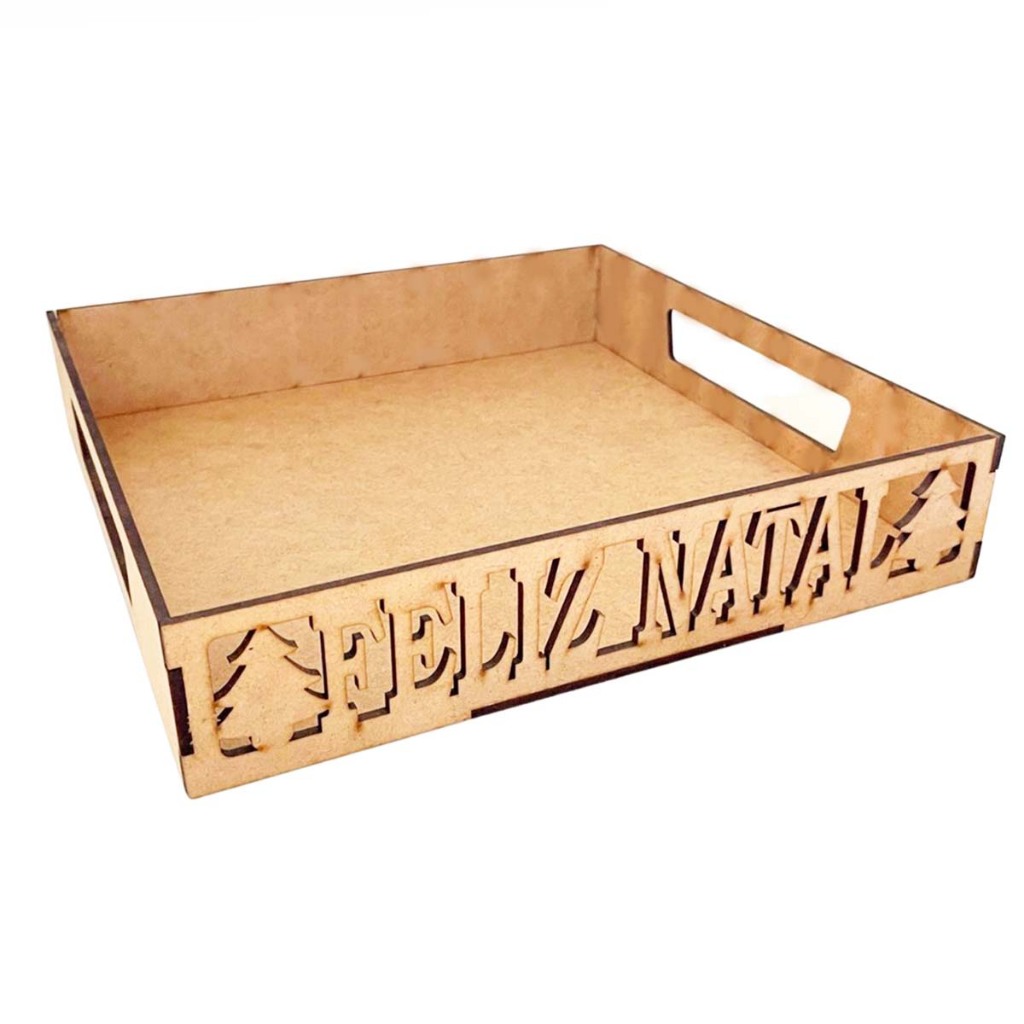 Kit 8 bendeija bandeja mdf cru quadrada 20x20 cm decoraçao feliz natal cestinha mdf
