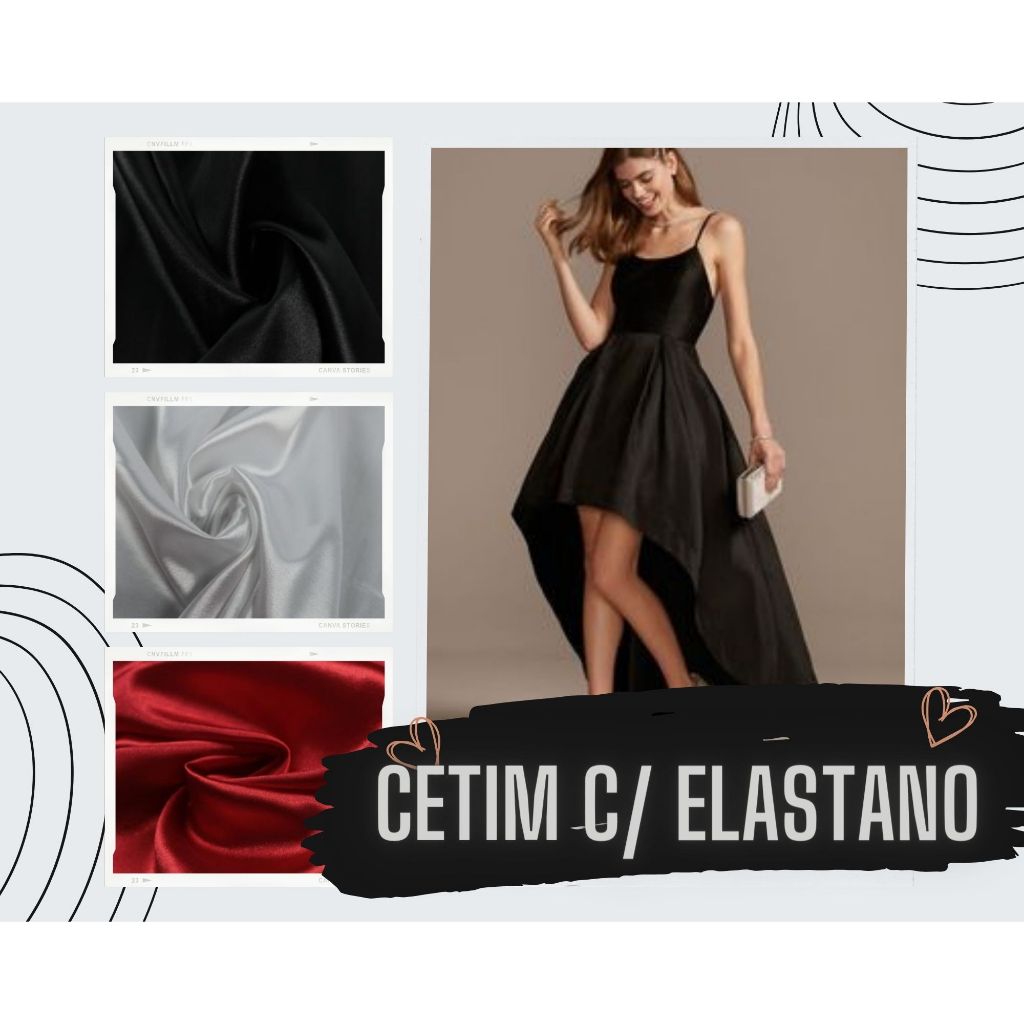 3 MTS Cetim com Elastano - Várias cores - (3mts x 1,50largura) em Oferta na Shopee