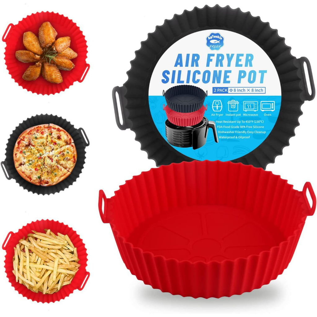1/2/3 Forma De Silicone Para Air Fryer Forno Microondas Fritadeira Assadeira – Reutilizável Antiaderente Flexível