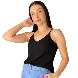 Regata Feminina Alca Fina Regulável Viscose Moda Verão Roupas Femininas Blogueira