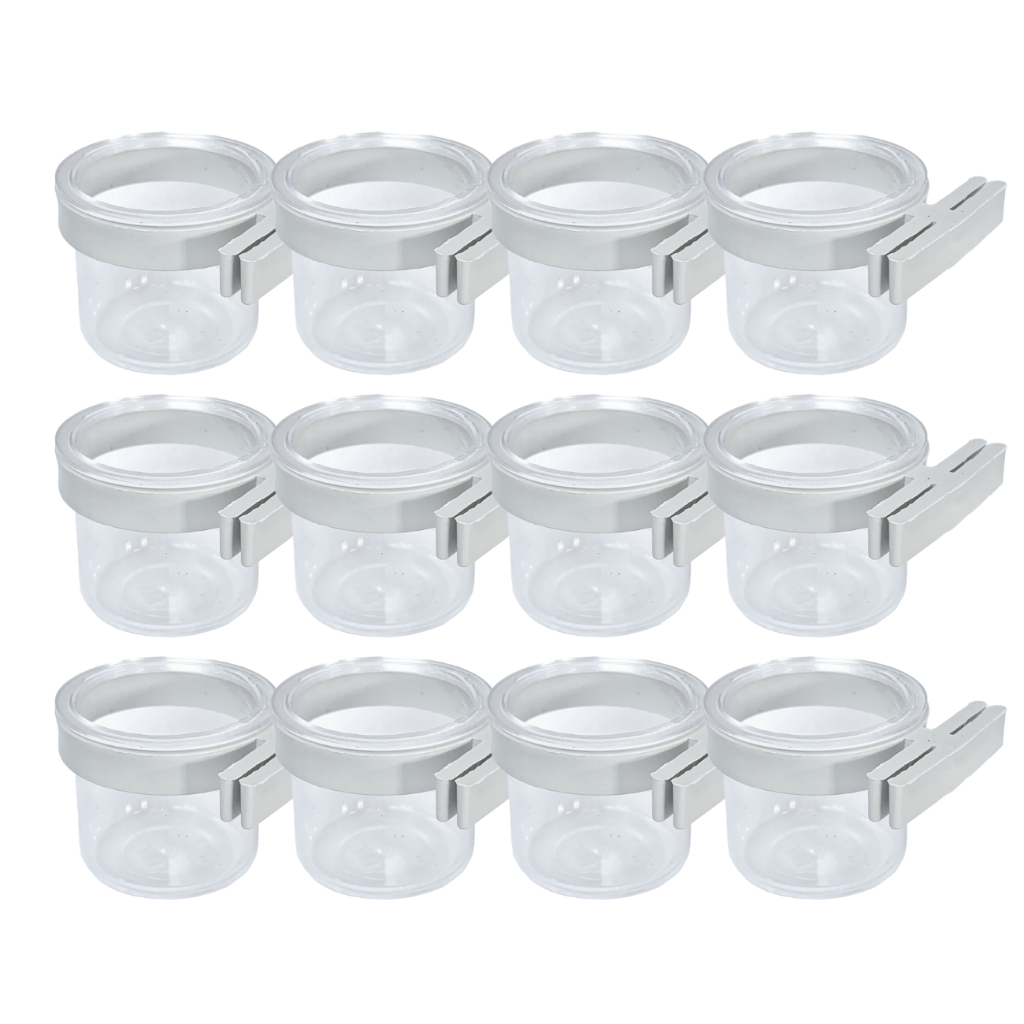 Porta Vitamina 30ml Pássaros Curió Coleiro Canário Belga Tarin Para Gaiolas e Viveiros Modelo Cristal Clone 12un