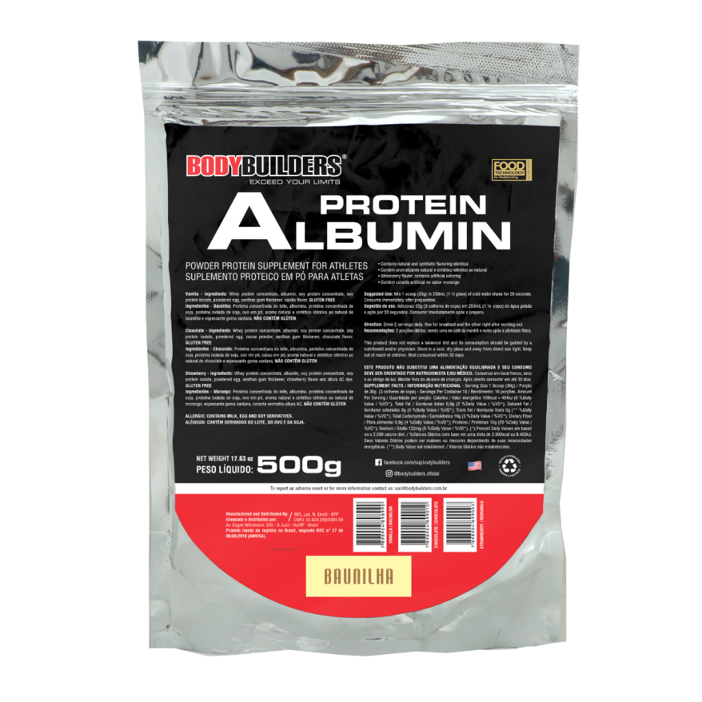 Albumina Proteína Em Pó 500g Suplemento Proteico Para Definição e Performance