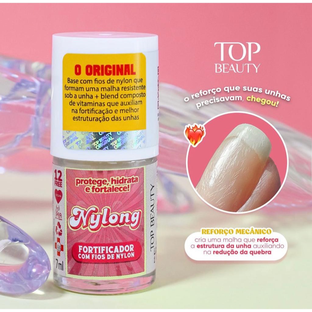 Base Nylong SOS Unhas Top Beauty | Fortalecimento e Proteção para Unhas