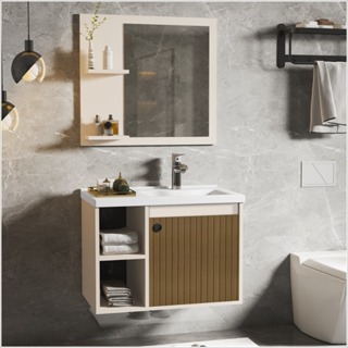 CONJUNTO GABINETE COM ESPELHEIRA E CUBA PARA BANHEIRO 60CM ADONIS PEROLA RIPADO em Oferta na Shopee