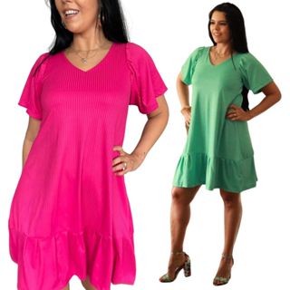 KIT 2 VESTIDOS FEMININOS GOLA V 92030-K2