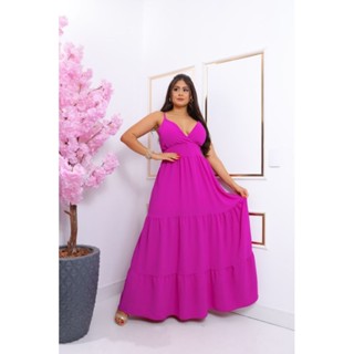 Vestido longo feminino Vestido de alcinha com regulador Moda primaveira verão