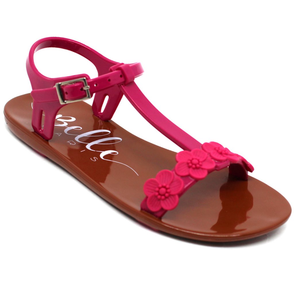 Sandália Rasteirinha Infantil Plugt Menina Confortável Leve Flores Pink