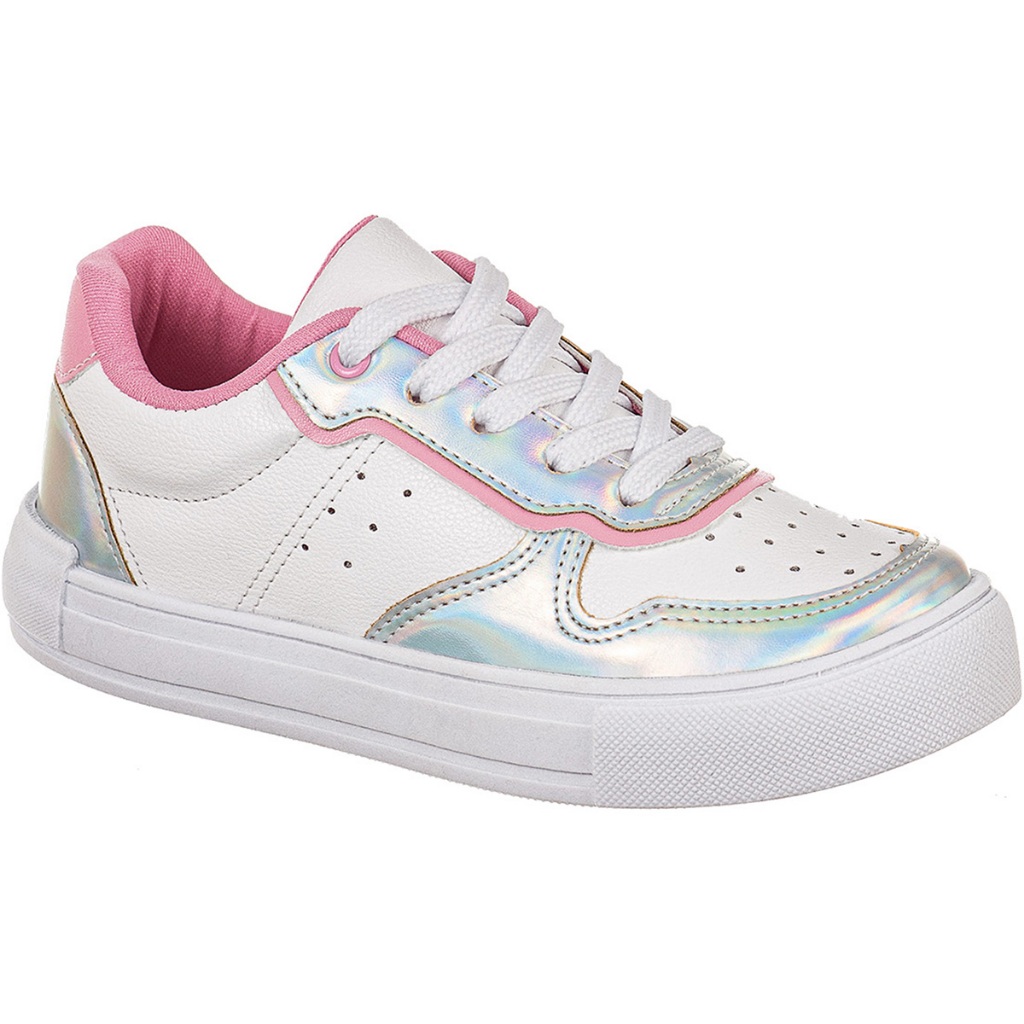 Tênis Feminino Infantil Casual Clássico Plataforma Recortes Metalizado Tons Neutros Antiderrapante Confortável Promoção - Baby & Kids Fashion