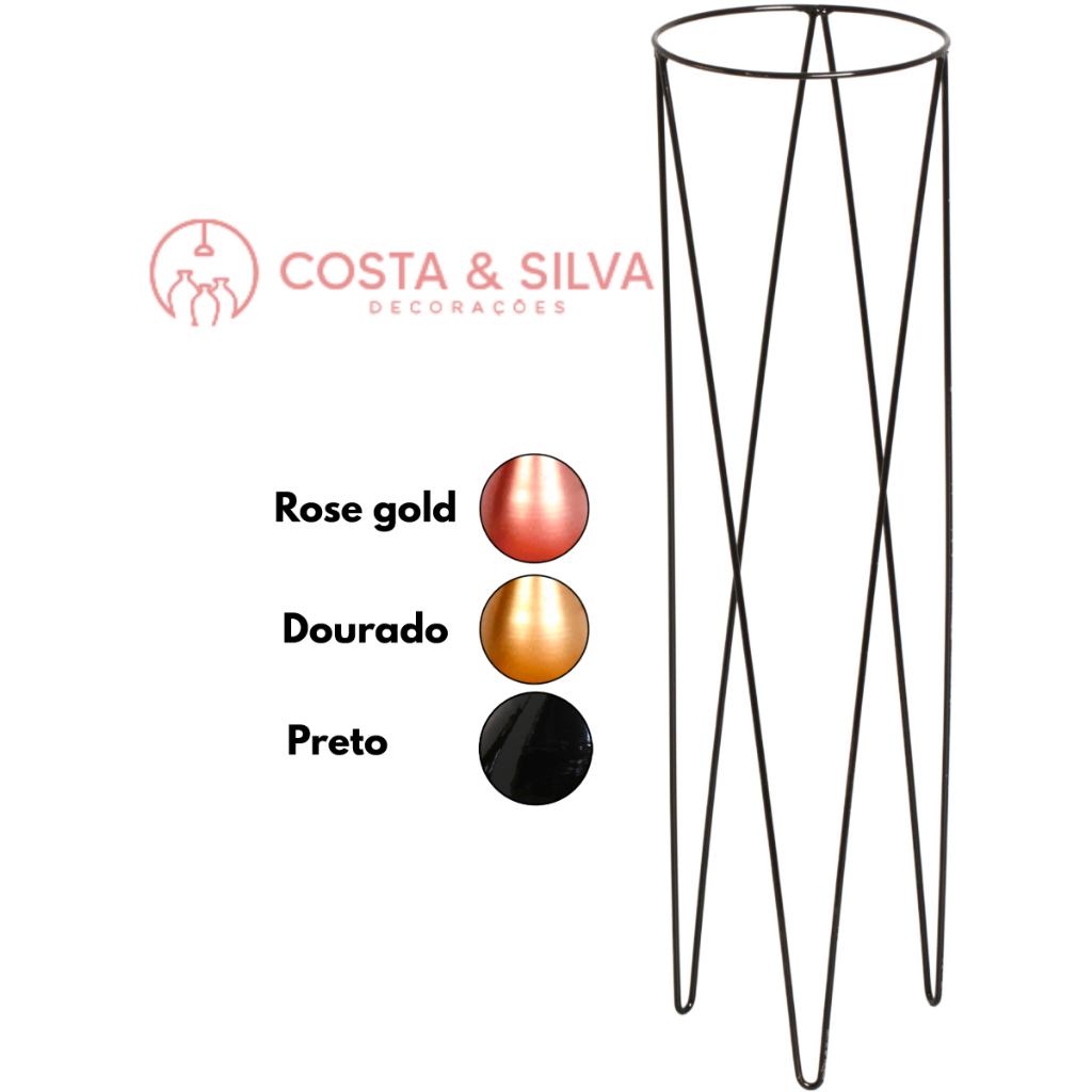 Suporte Para Vaso Tripé Plantas Jardim Chão Grande 60cm