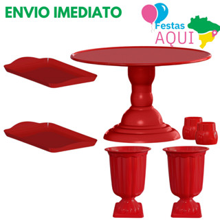 Kit Festas BR 1 Boleira Royale 32 cm+2 Vaso Grego, + 2 Bandeja 20x13