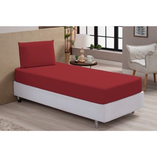 Jogo de Cama Lençol Solteiro Vermelho 2 Peças Microfibra Lisa com Elástico Promoção
