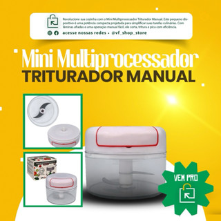 Mini Multiprocessador Triturador Manual 2 Lâminas Inox Alho