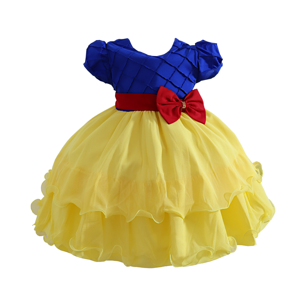 Vestido Da Branca De Neve Infantil Luxo Festa Princesa Linda Fantasia 1 ao 3 anos