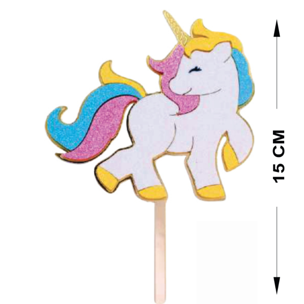 Topo Topper bolo Festa Unicórnio  Acrílico/EVA Dourado Glitter 22 cm Vivarte - Inspire sua Festa Loja