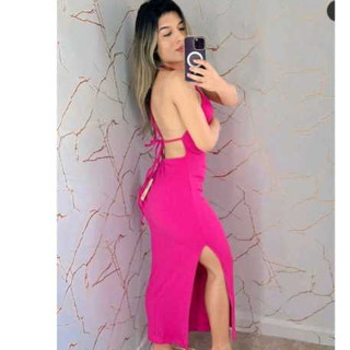 vestido longo Colarinho em Oferta na Shopee
