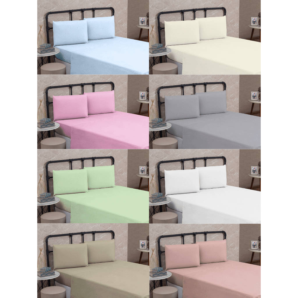 Kit Jogo Lençol Cama Queen 200 Fios Percal 100% Algodão 04 Peças Cama Box 30CM Altura
