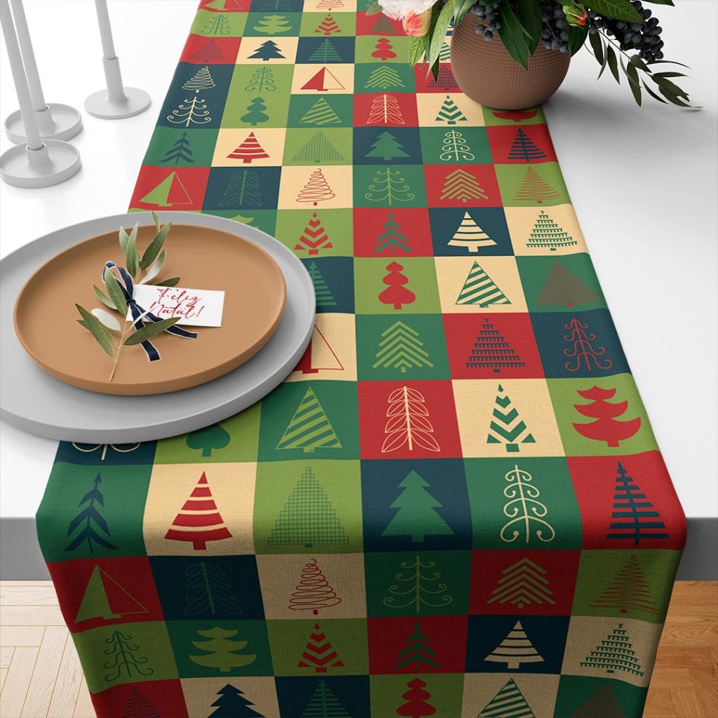 Caminho de Mesa Trilho Toalha Natal | 4 ou 6 Lugares, 1,35x0,40 | Decorativa, Modelos Natalinos