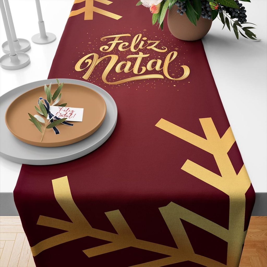Caminho de Mesa Trilho Toalha Natal | 4 ou 6 Lugares, 1,35x0,40 | Feliz Natal, Noel, Decoração