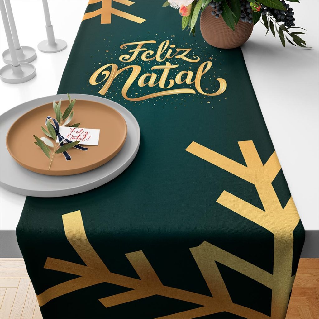 Caminho de Mesa Trilho Toalha Natal | 4 ou 6 Lugares, 1,35x0,40 | Feliz Natal, Decorativa, Noel