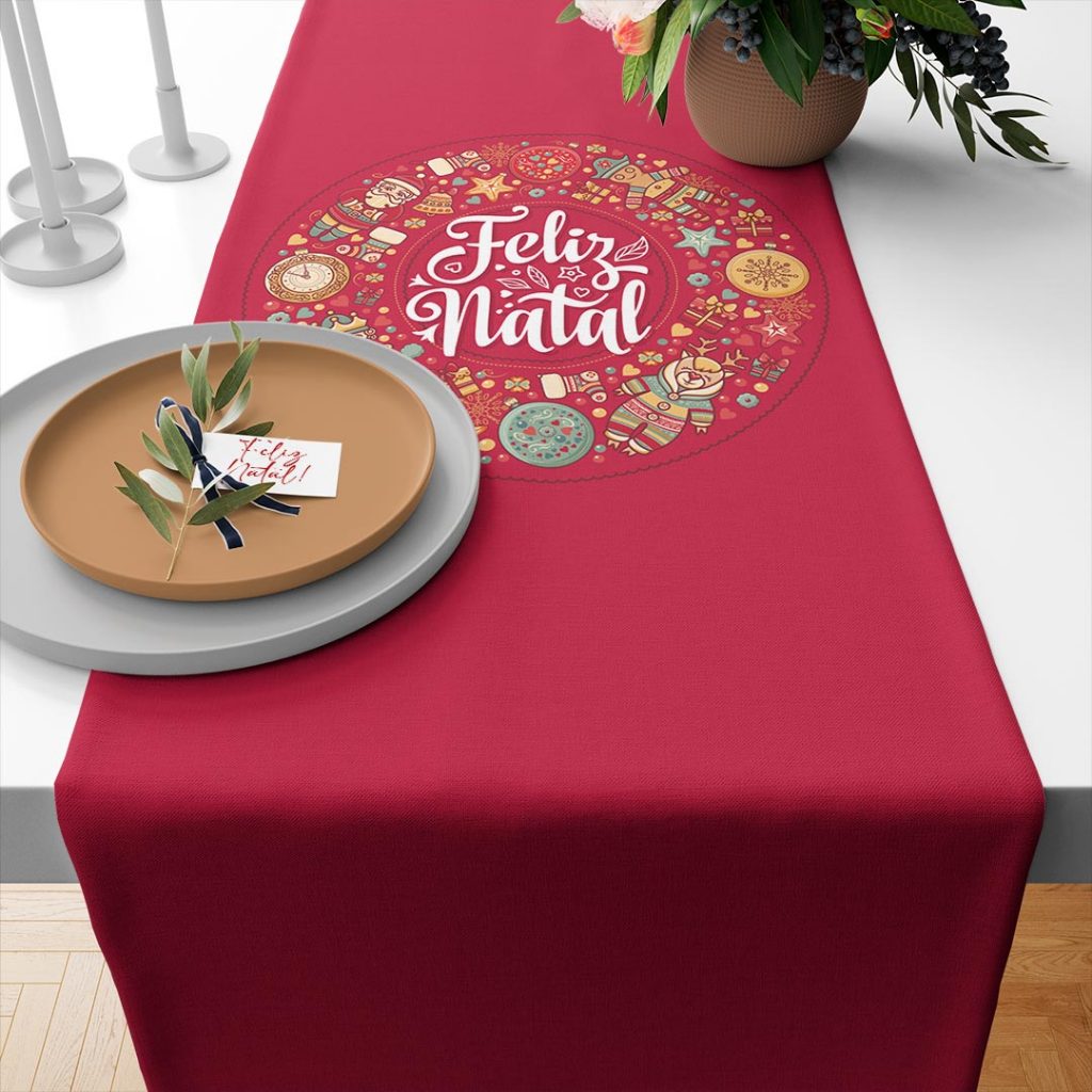 Caminho de Mesa Trilho Passadeira Retangular 4 ou 6 Lugares 1,35x0,40 Decorativa - GUIRLANDA NATAL MÁGICO