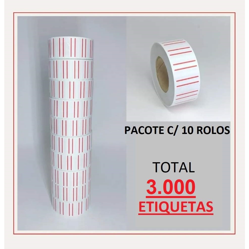 Pacote c 10 Rolos de Etiqueta Adesiva p Etiquetadora de Preço MX5500 - 7000 Etiquetas em Oferta na Shopee