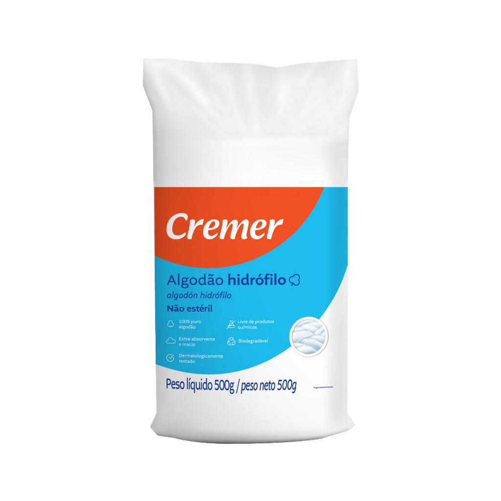 Algodão Hidrófilo 500g - Cremer